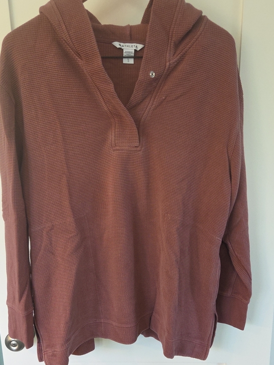 Athleta Tops - Athleta Waffle-Knit Hooded Pullover in Dusty Red